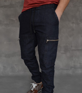 MENS DENIM BLUE PANTS CARGO ZIP TRENDFIELD SPRING/SUMMER/AUTUMN