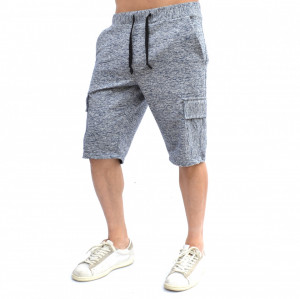 MENS GREY CARGO SHORTS WITH BLUE PRINT