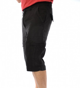 PANTALONI SCURȚI DIN IN NEGRU CARGO PENTRU BĂRBAȚI