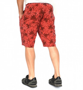 Men's Floral Motifs sweat shorts OIL DYE RED