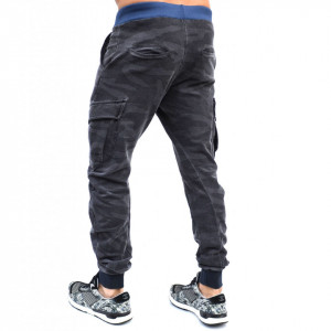 PANTALONI DE TRENING BARBAȚI CARGO GRI-ÎNCHIS CAMUFLAJ OIL DYE PRIMĂVARĂ/ TOAMNĂ