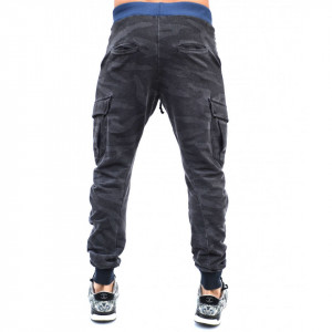 GREY CAMOUFLAGE OIL DYE CARGO SLIM MENS SWEAT PANTS FALL/SPRING