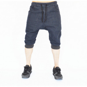 Men's Grey denim drop crotch shorts