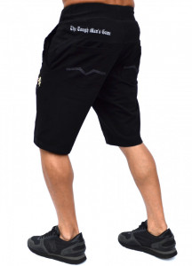 BLACK RUGBY MENS EMBROIDERED SWEATSHORTS