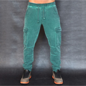 GREEN OIL DYE CARGO MENS CLASSIC SWEAT PANTS FALL/WINTER WARM