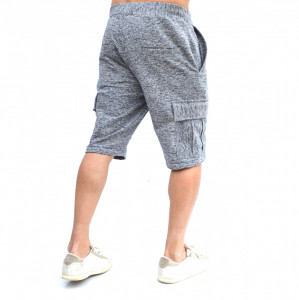 MENS GREY CARGO SHORTS WITH BLUE PRINT