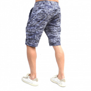 MENS WHITE CARGO SHORTS WITH BLUE&BLACK PRINT