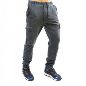 PANTALONI DE TRENING BARBAȚI CARGO GRI MONI CARGO PRIMĂVARĂ/ TOAMNĂ OIL DYE