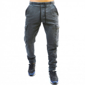 PANTALONI DE TRENING BARBAȚI CARGO GRI MONI CARGO PRIMĂVARĂ/ TOAMNĂ OIL DYE