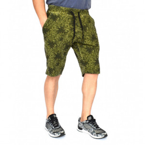 Men's Floral Motifs sweat shorts KHAKI OIL DYE