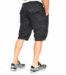 MENS CARGO SHORTS DARK GREY OIL DYE