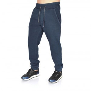 PANTALONI DE TRENING BARBAȚI ALBASTRU-ÎNCHIS CU EFECTUL JEANS TOAMNĂ/IARNĂ