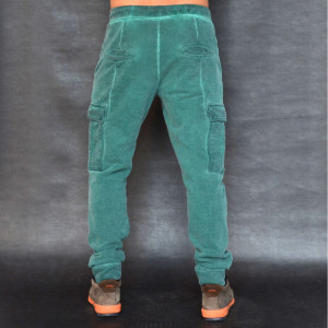 GREEN OIL DYE CARGO MENS CLASSIC SWEAT PANTS FALL/WINTER WARM