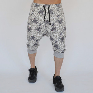 Men s Floral Motifs joggers drop crotch sweat shorts