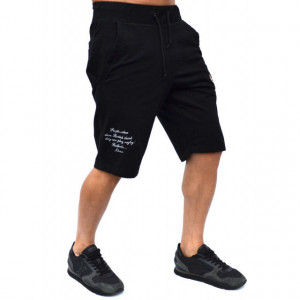BLACK RUGBY MENS EMBROIDERED SWEATSHORTS