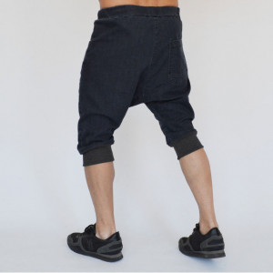 Men's denim drop crotch shorts