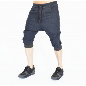 Men's Grey denim drop crotch shorts