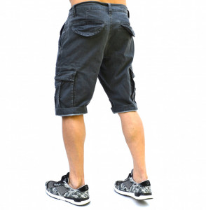 MENS DENIM CARGO SHORTS GREY