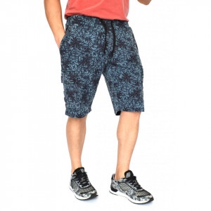 PANTALONI SCURȚI PENTRU BĂRBAȚI CU MOTIVE FLORALE CU BUZUNARI LATERALI OIL DYE BLUE