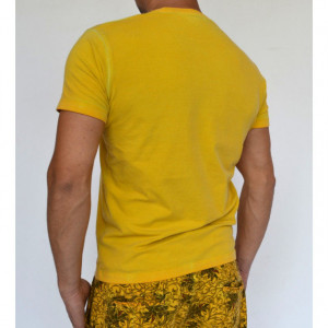 YELLOW OIL DYE MENS TSHIRT OIL DYE