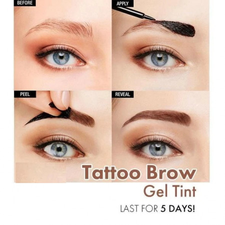 Tatuaj Gel HENNA Sprancene Instant Eveline Cosmetics Perfect Tatoo Brow Tint - Dark Brown - Rezista pana la 5 zile, 25 de aplicari