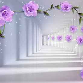 Fototapet 3D, Trandafiri lila în tunel