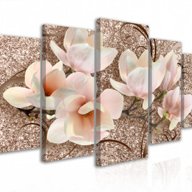 Tablou modular,Flori gingașe de magnolie pe un fundal bej
