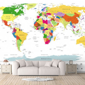 Fototapet, Harta politică a lumii pe fundal alb
