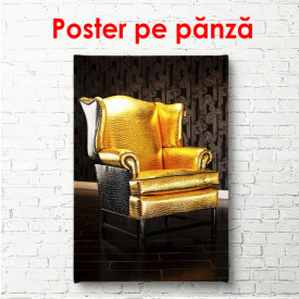 Poster, Fotoliu auriu pe fundal negru