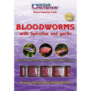 Hrana congelata Ocean Nutrition Bloodworms cu spirulina si usturoi 100 g