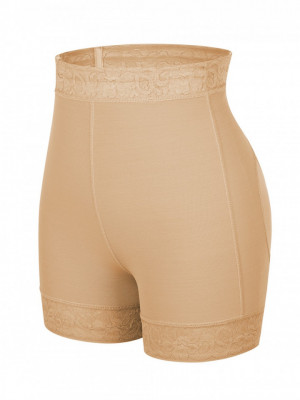 Chilot cu dantela modelator push up cu talie inalta- Nude