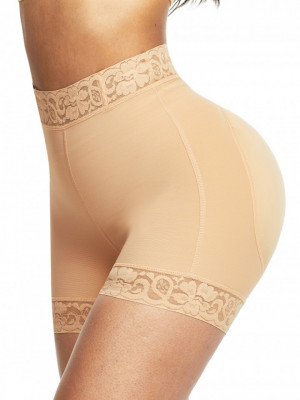 Chilot cu dantela modelator push up(ridicarea fesieriilor) cu talie inalta- Nude