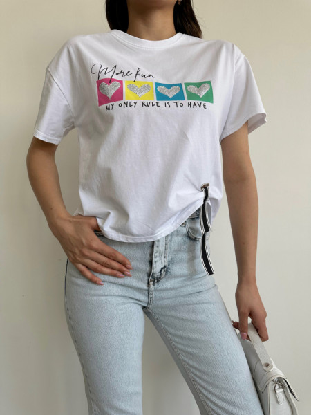 Tricou dama cu strasuri Cod:3156