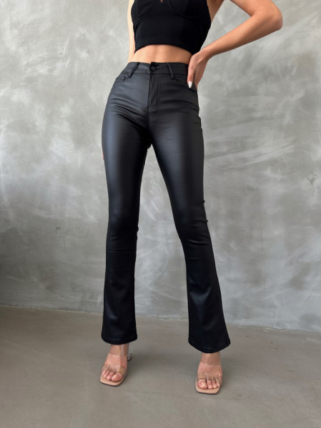 Pantaloni evazati de piele ecologica
