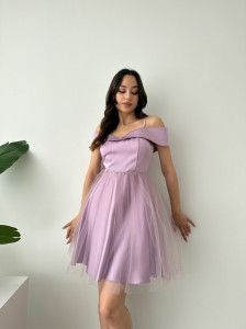 Rochie din satin cu tull Cod:L8939