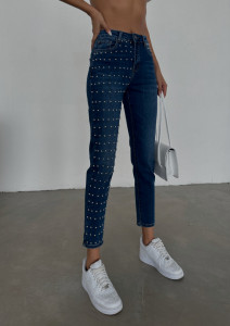 Blugi dama mom fit cu aplicatii