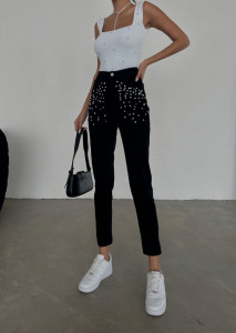 Blugi dama mom fit cu aplicatii