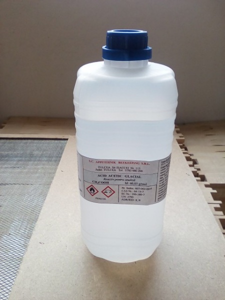 Promotie BF 22.11-06.12.2020 Acid acetic glacial puritate 99% - food grade (grad alimentar) - flacon 1 kg -15 lei