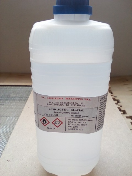 Promotie BF 22.11-06.12.2020 Acid acetic glacial puritate 99% - food grade (grad alimentar) - flacon 1 kg -15 lei