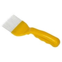 Furculiță pentru descăpăcit dinti din fier - maner galben plin