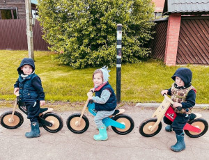 Bicicleta de echilibru fara pedale din bambus - maro - Kinderfeets