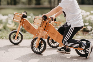 Cos tricicleta/bicicleta din lemn - maro - Kinderfeets