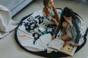 Sac depozitare jucarii 2in1 Play&Go - Harta lumii/stele