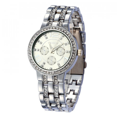 Ceas de dama Geneva rhinestone silver