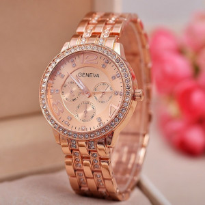 Ceas de dama Geneva rhinestone rose gold