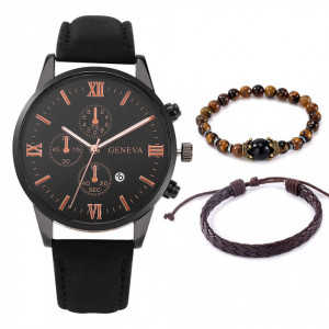 Set cadou cu ceas barbatesc Geneva si bratari elegante