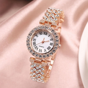 Set cadou cu ceas de dama Geneva Crystal auriu roze si bratara