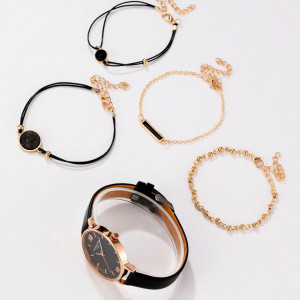 Set ceas de dama Lupai negru cu 4 bratari