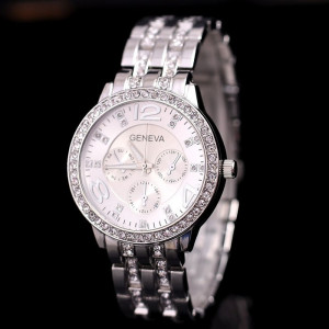 Ceas de dama Geneva rhinestone silver