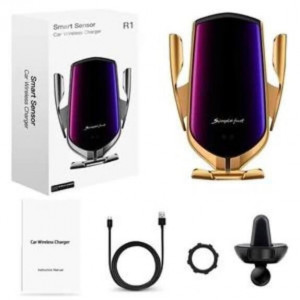 Incarcator inteligent wireless pentru telefon si suport auto Deluxe pentru Android si IoS